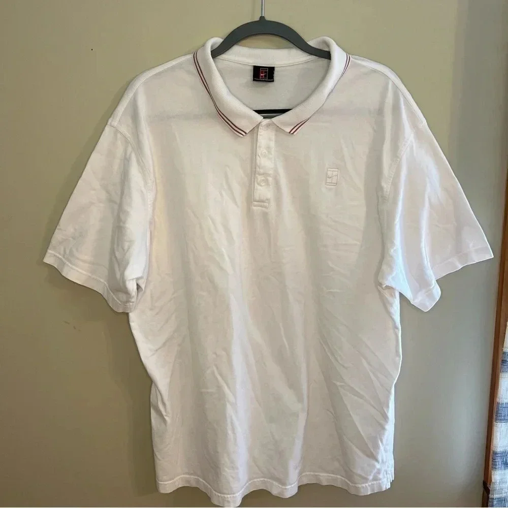 NIKE Court Mens White Tennis Polo Sz XL Athletic Cotton Golf Classic Fit